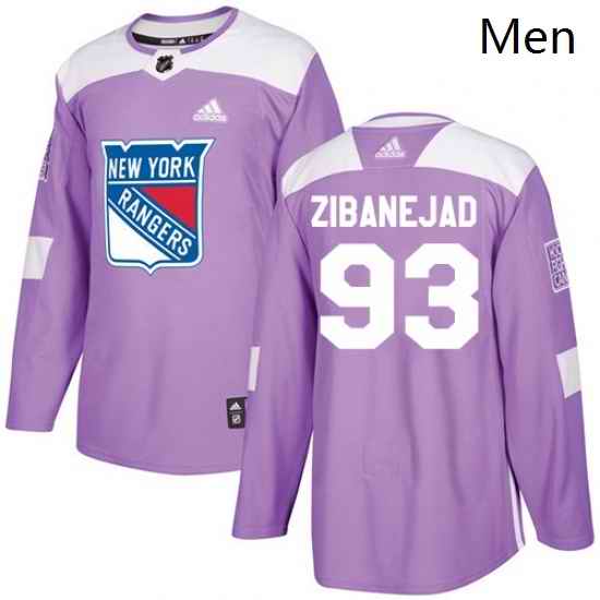 Mens Adidas New York Rangers 93 Mika Zibanejad Authentic Purple Fights Cancer Practice NHL Jersey